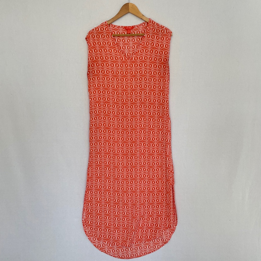 JOE FRESH Women’s XL Orange & White Batik Print Sleeveless Shift Maxi Dress